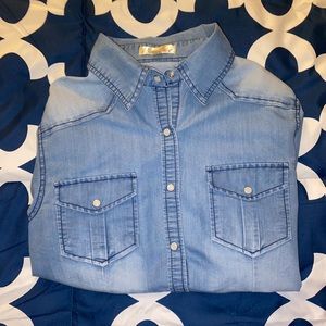 Denim blue button up